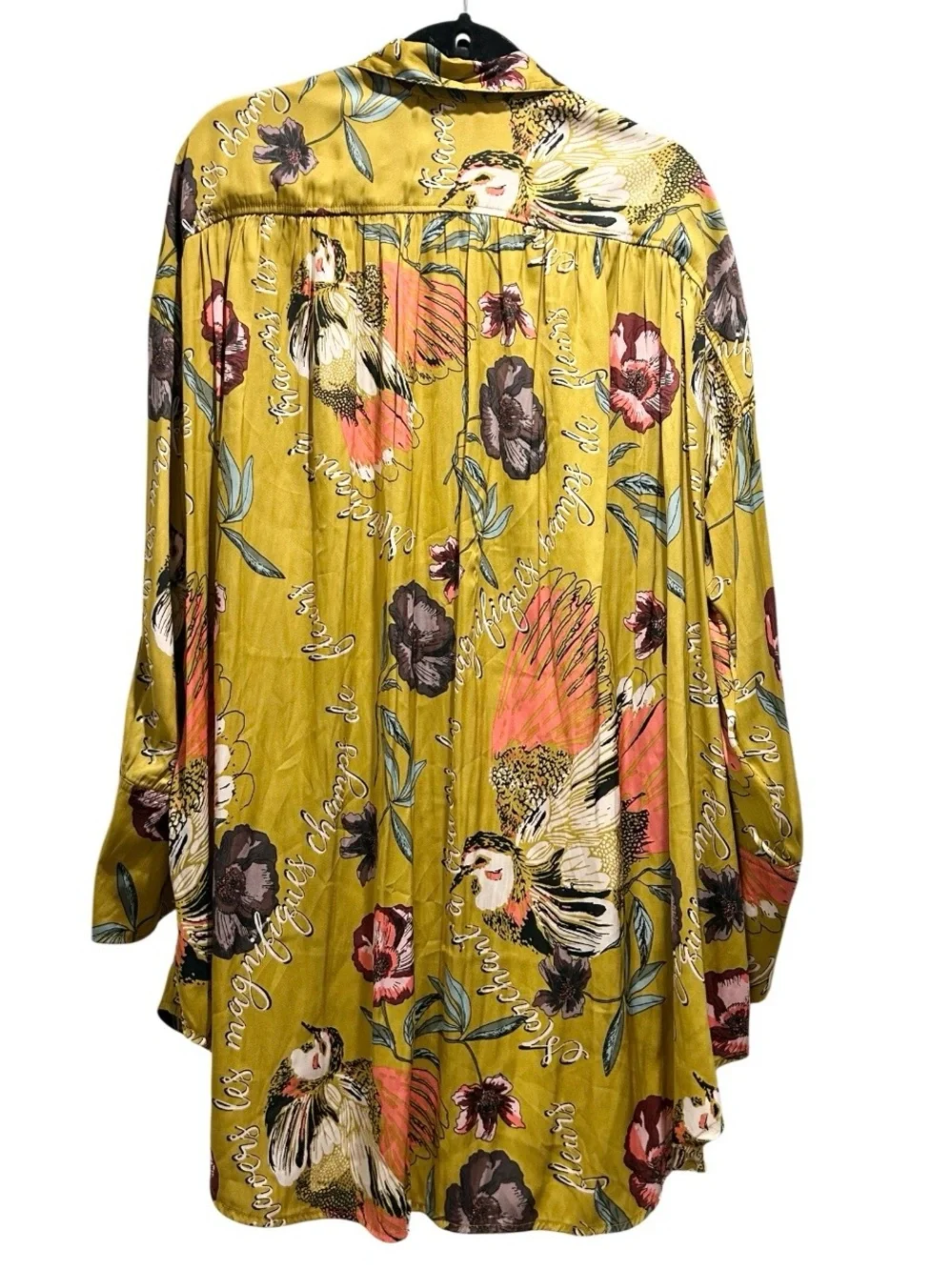 Free People Champs de Fleurs Silky Nights Button-down Tunic Top Floral Sz L - Picture 12 of 15